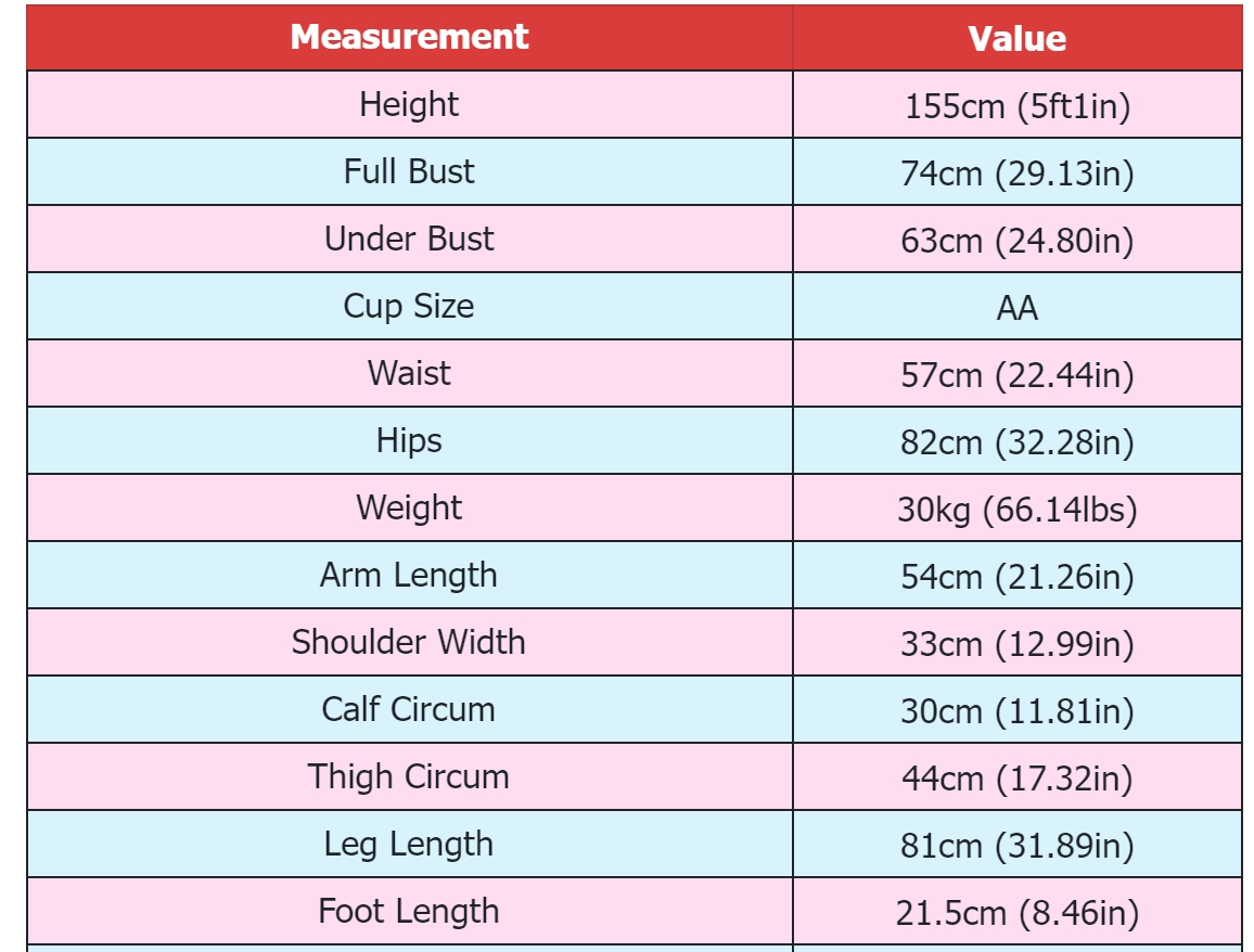 Body Measurement - 155cm - Irontechdoll - TPE