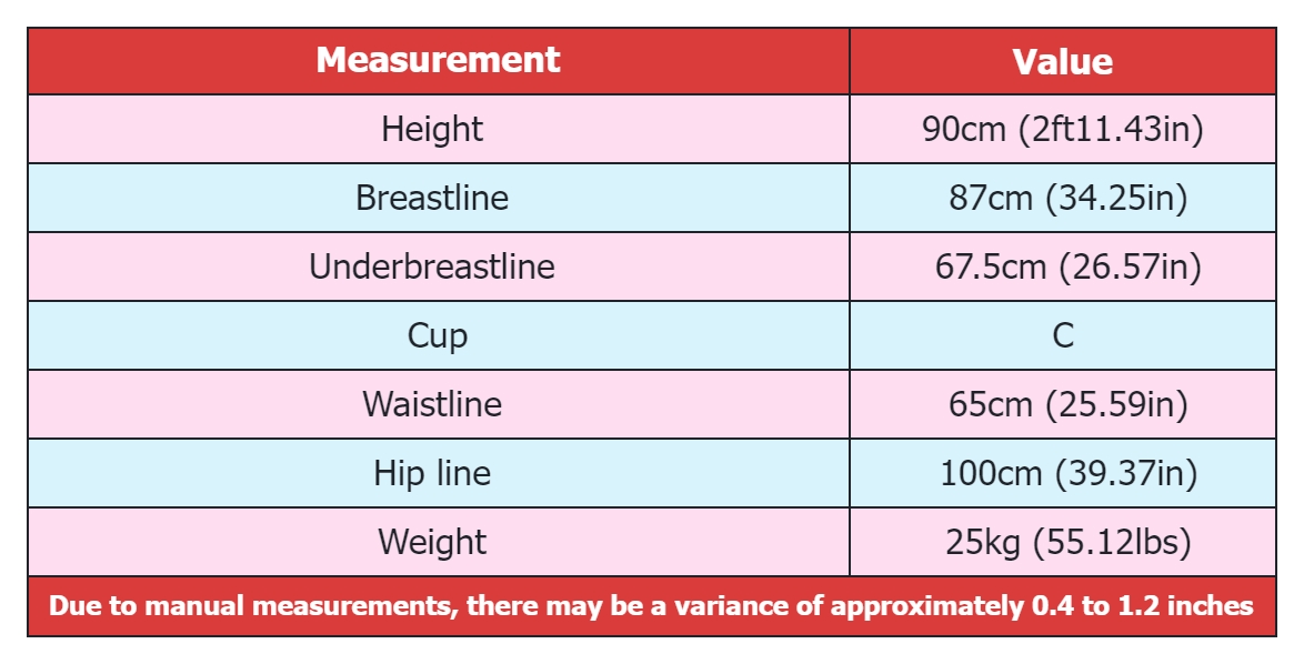 Body Measurement-upper body torso with face-Irontechdoll-TPE