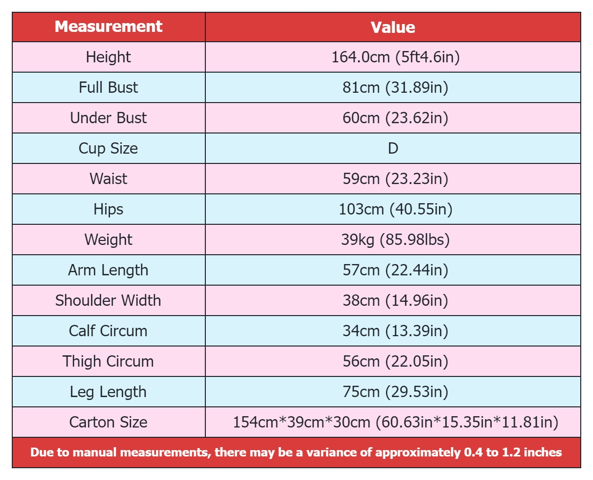 Body Measurement-Irontechdoll-Silicone-164cm
