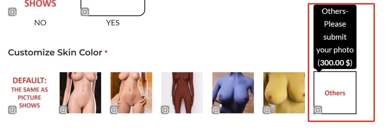 Others at skin color customization option