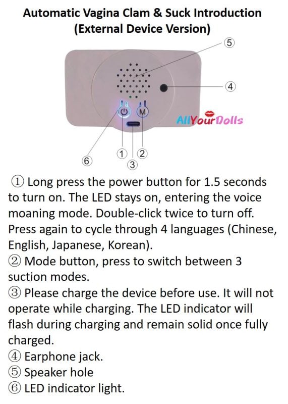 Fanreal Auto Suction Vagina-Device Instruction