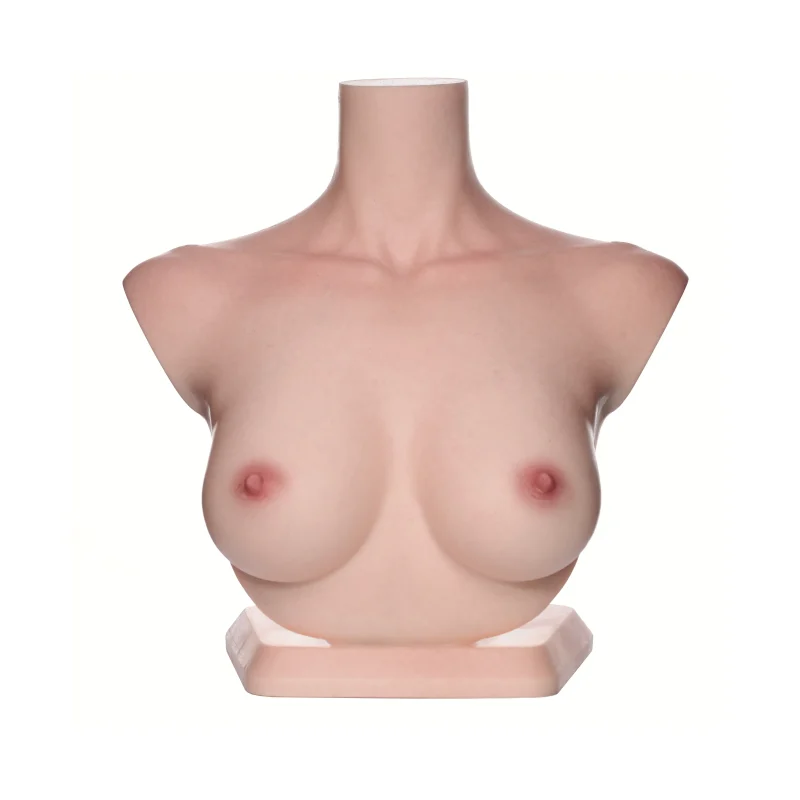 Silky Cream-Real Lady (2)Realistic Silicone Head Display Stand (with Chest)